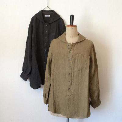 DjangoAtour / AL / ANTIQUED SHAWLCOLLAR LINENSHIRT