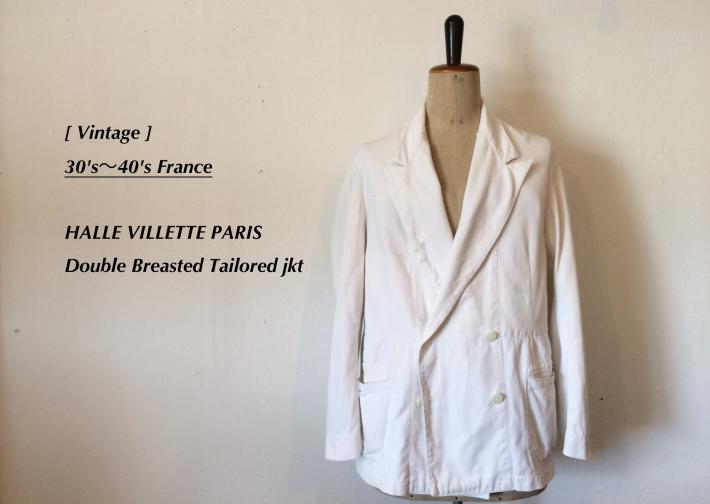 Vintage / 30's～40's France / HALLE VILLETTE PARIS / Double Breasted Tailored jkt