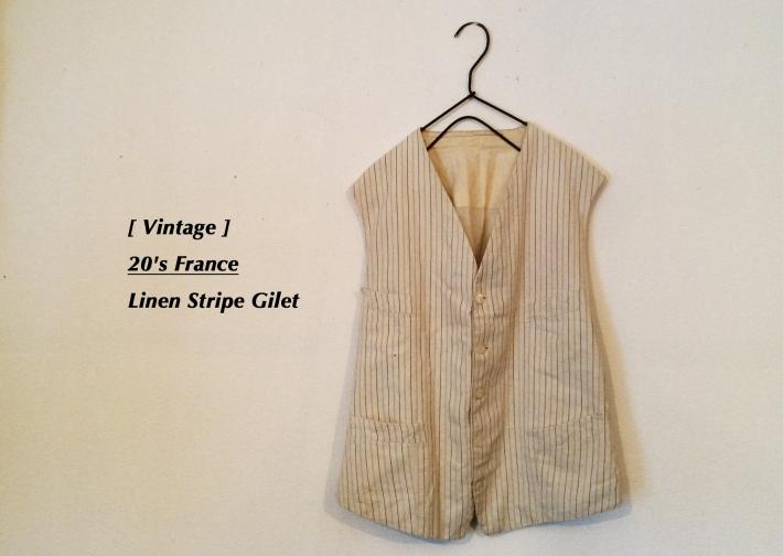 Vintage / 20's France / Linen Stripe Gilet