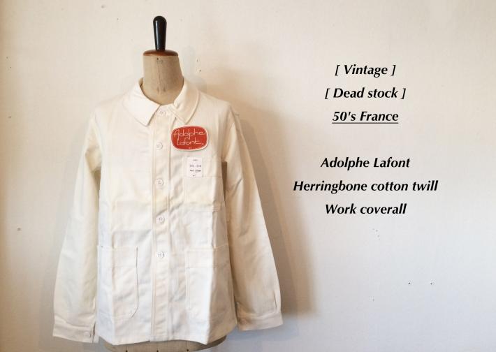 Vintage / Deadstock / France 50's / Adolphe Lafont / Herringbone cotton twill Work coverall