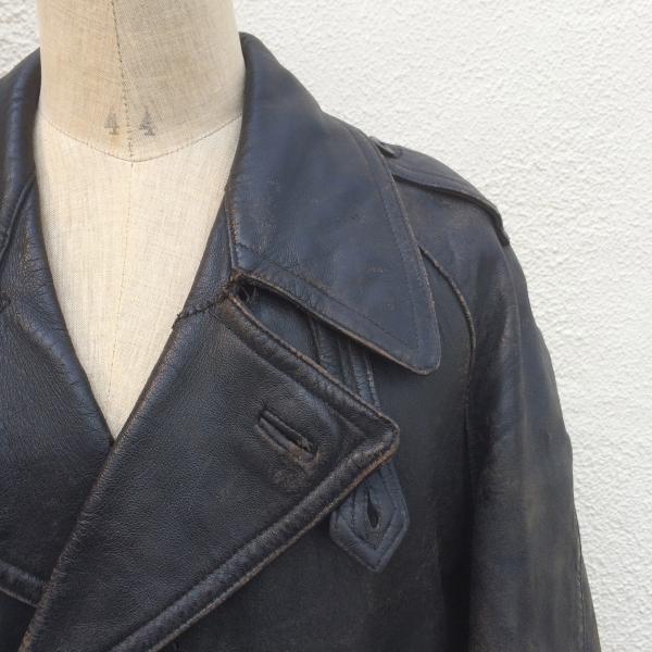【2way】Vintage leather  car coat blackフロントポケット2