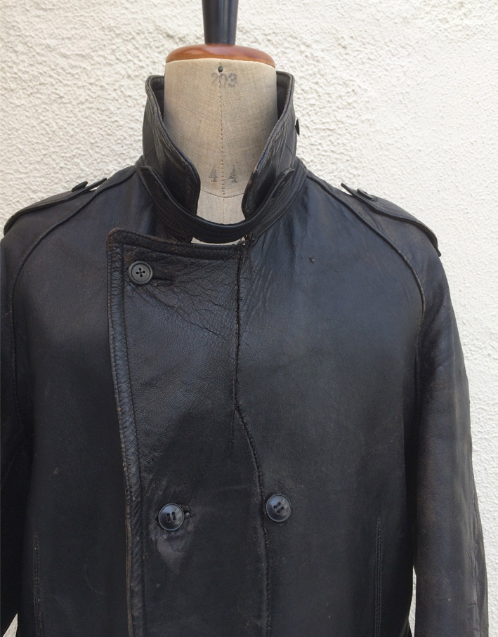 Vintage / Used / 50's France / Leather car coat