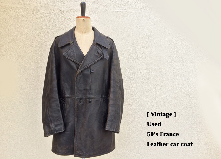 Vintage / Used / 50's France / Leather car coat